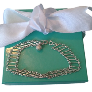 Artisan made Sterling Silver 925 Ladder Chain Bracelet, 6.5"